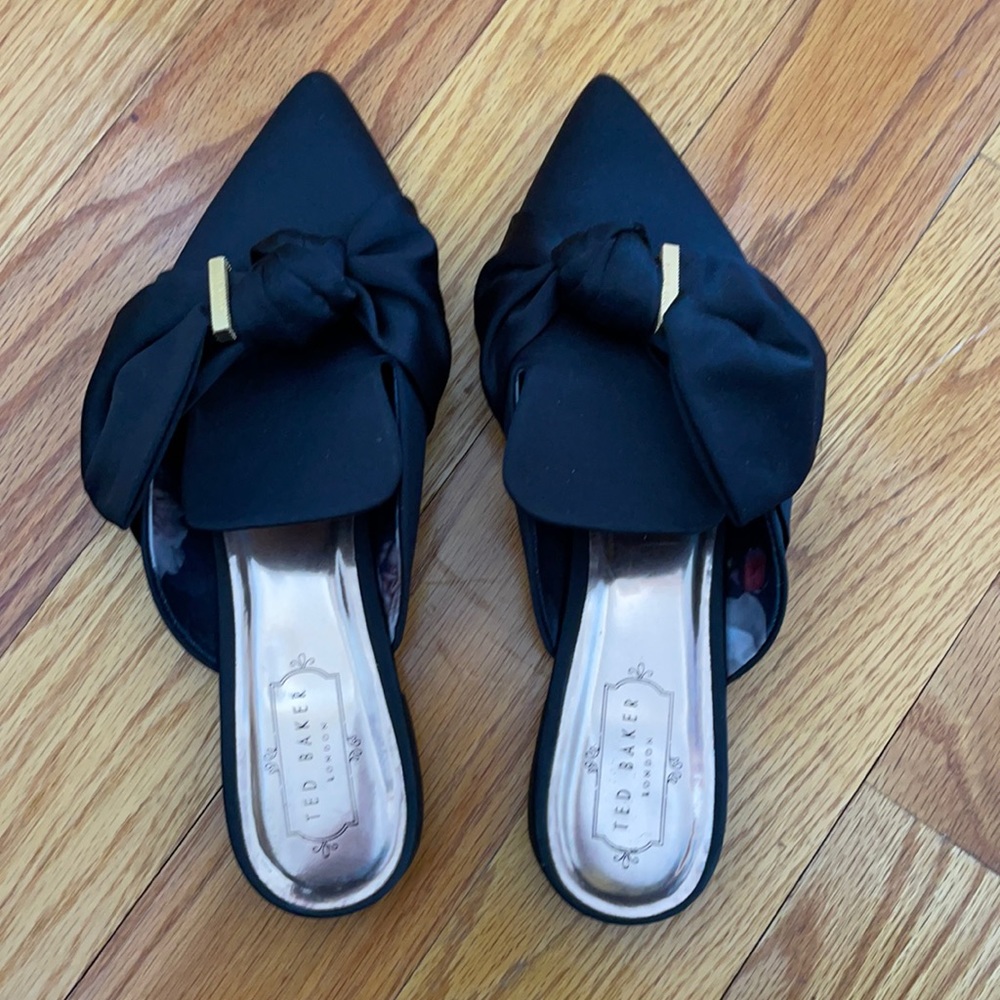 Ted Baker Black Satin Slides Size 40